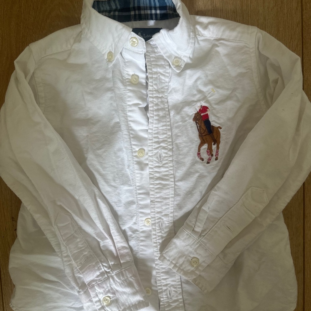 Ralph Lauren Boys 3T White Oxford Shirt – Polo Bear Rider Logo